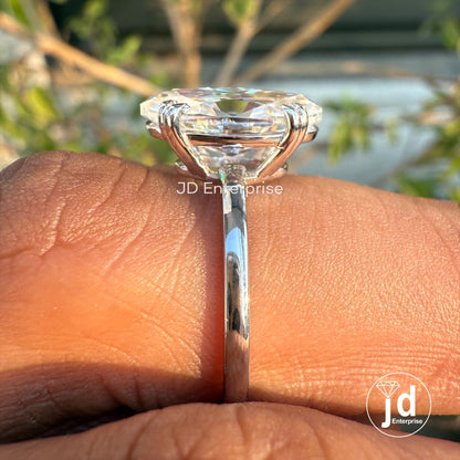 Solitaire Moissanite Wedding Ring, 2.0 CT Old Mine Moval Engagement Ring, Colorless Moissanite Bridal Ring, Double Claw Prong, Proposal Ring
