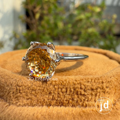 2.50 CT Antique Portuguese Cut Champagne Moissanite Engagement Ring, Solitaire Wedding Ring, Six Claw Prongs, Anniversary Ring, Promise Ring