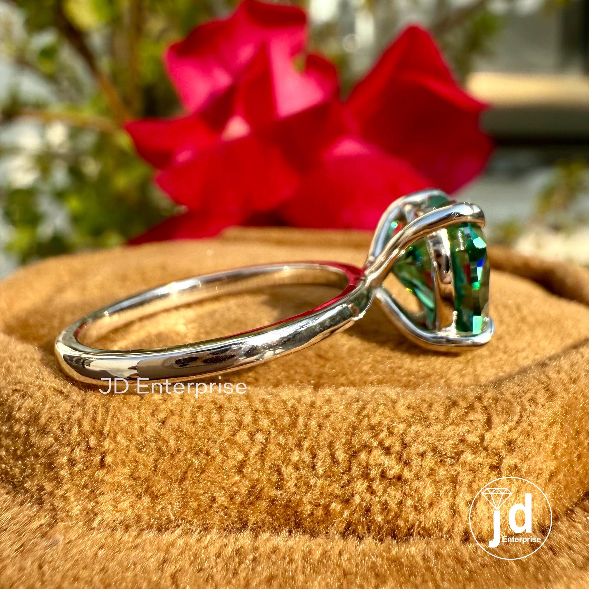 3.20 CT Heart Shape Green Moissanite Engagement Ring, Solitaire Ring, Wedding Ring, Claw Prongs, Perfect Ring for Proposal, Bridal Ring
