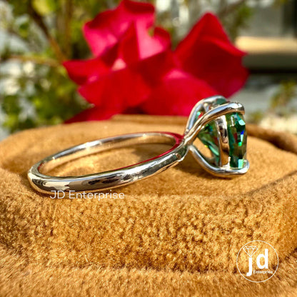 3.20 CT Heart Shape Green Moissanite Engagement Ring, Solitaire Ring, Wedding Ring, Claw Prongs, Perfect Ring for Proposal, Bridal Ring