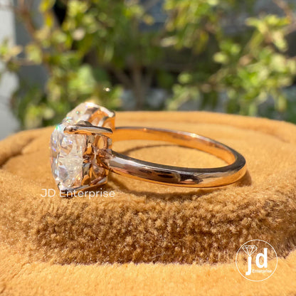 Two Stone Moissanite Ring, 3.00 TCW Heart Shape Moissanite Wedding Ring, Bow Tie Engagement Ring, Promise Ring, Bridal Ring, Rose Gold Ring