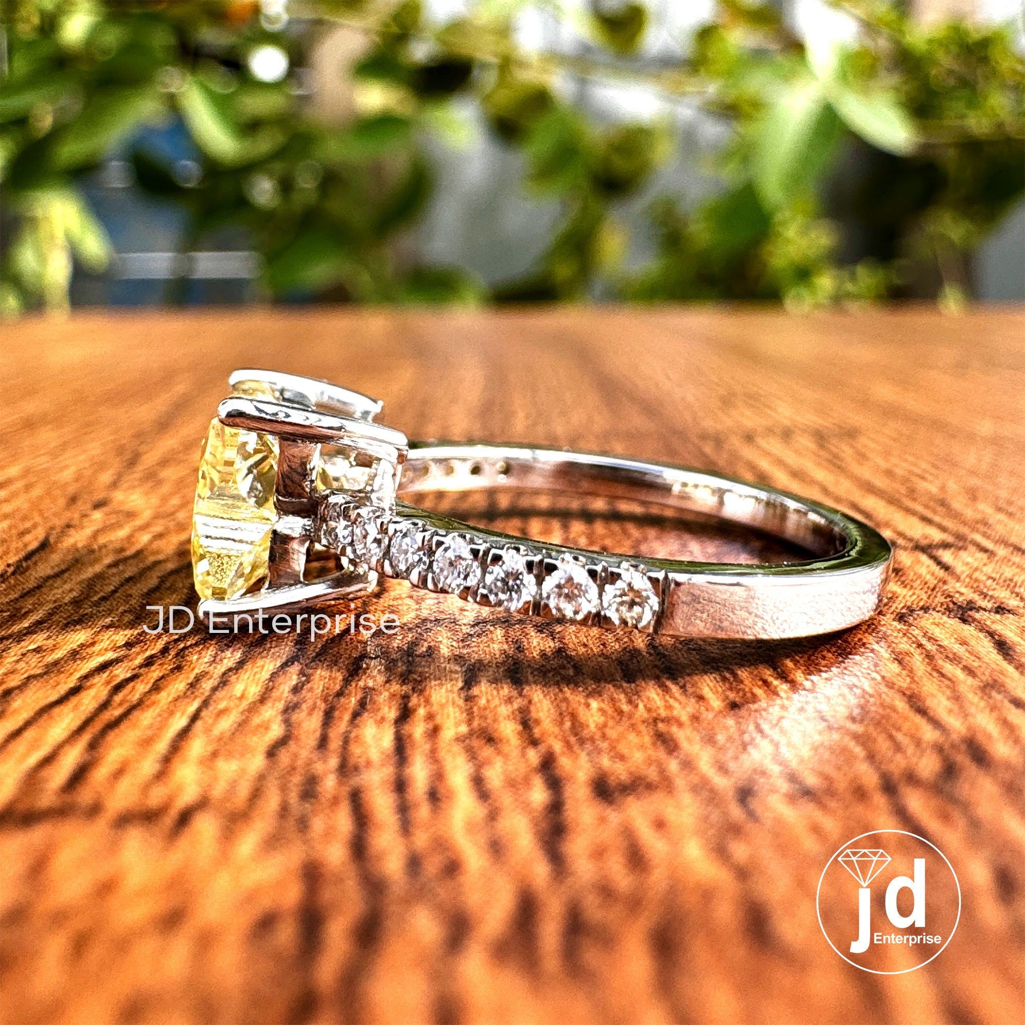 Butterfly Cut 2.00 CT Canary Yellow Moissanite Engagement Ring, Antique Cut Pave Wedding Ring, Anniversary Ring, Bridal Ring, Promise Ring