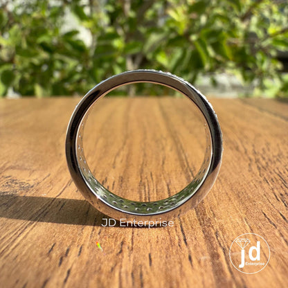 Round Moissanite Band, Colorless Moissanite Wedding Band, Double Row Eternity Band, Full Eternity Engagement Band, Stackable Matching Band