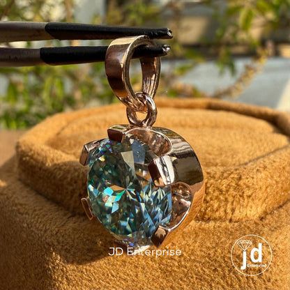 7.65 CT Portuguese Cut Blue-green Moissanite Pendant for Necklace, Solitaire Celtic Engagement Pendant, Anniversary Gift, Birthday Gift