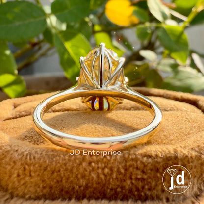 Oval Engagement Ring, 6.50 CT Canary Yellow Moissanite Diamond Wedding Ring for Women, Oval Solitaire Propose Ring, Anniversary Gifts Ring
