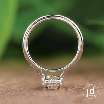 1.50 CT Oval Cut Moissanite Engagement Ring, Hidden Halo Pave Wedding Ring, Claw Prongs, Accent Ring, Anniversary Gift Ring, Bridal Ring