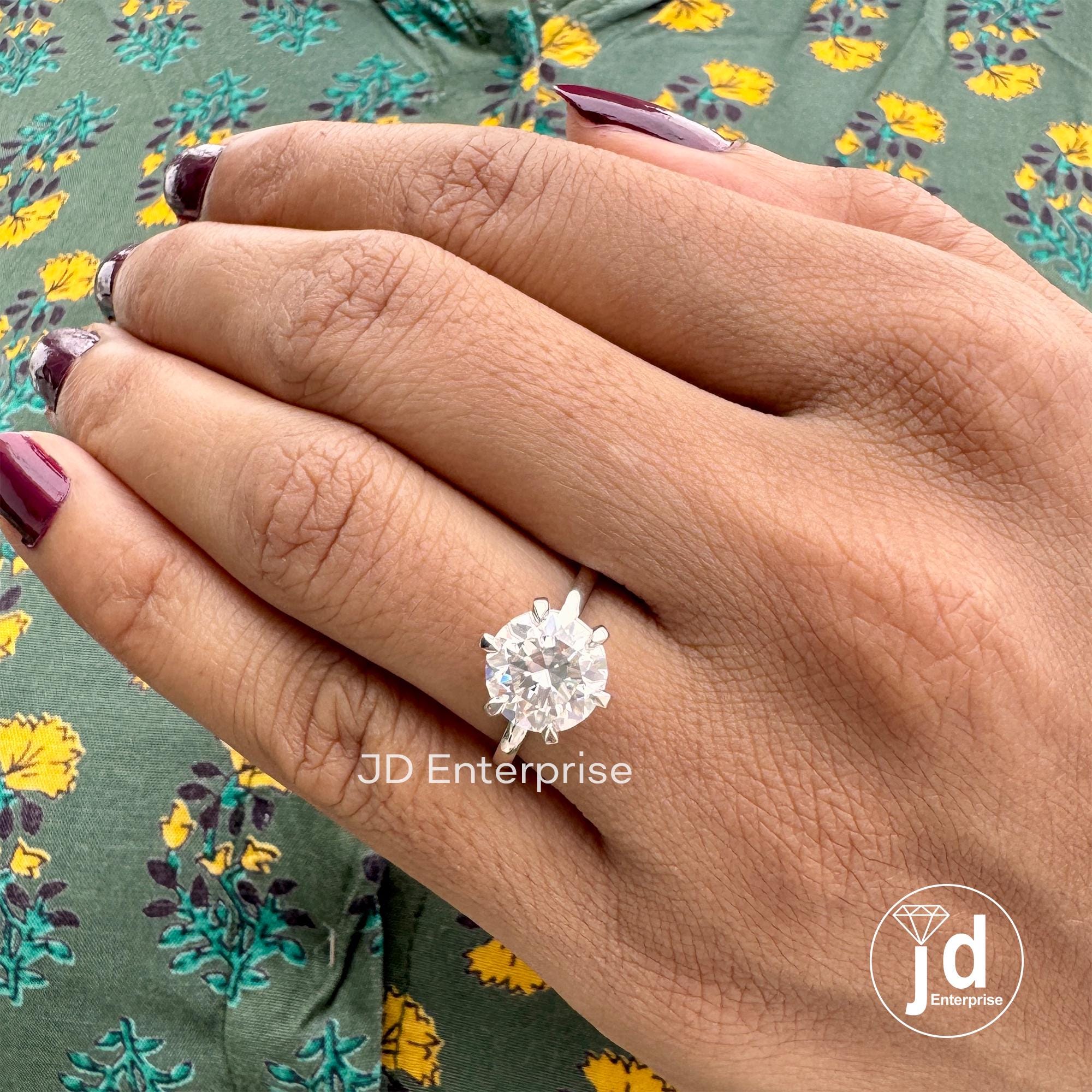 2.50CT Round Cut Colorless Moissanite Solitaire Engagement Ring, Knife Edge Six Prongs Wedding Ring, Anniversary Ring, 10k Solid Gold Ring