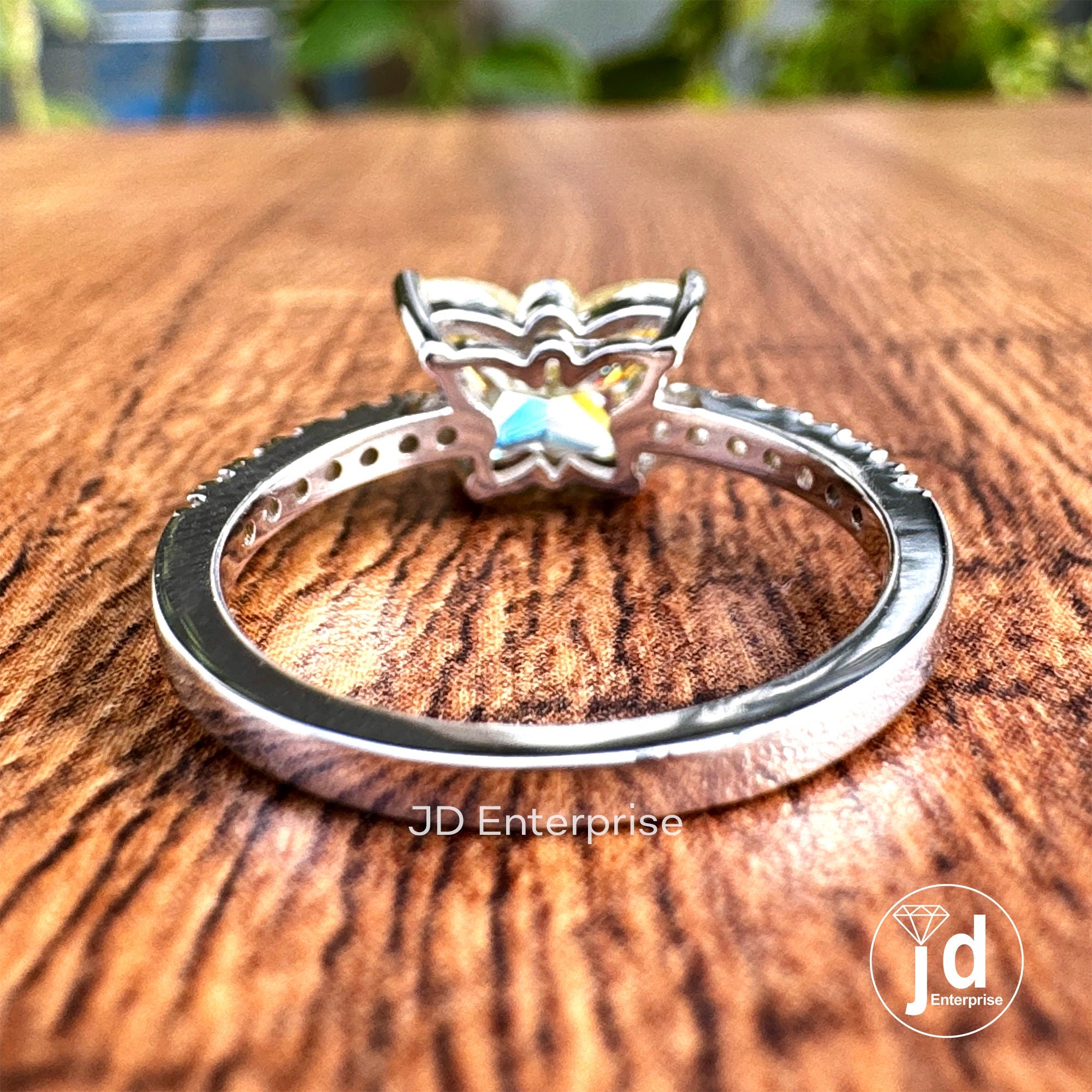 Butterfly Cut 2.00 CT Canary Yellow Moissanite Engagement Ring, Antique Cut Pave Wedding Ring, Anniversary Ring, Bridal Ring, Promise Ring