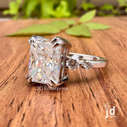 3.00 TW Colorless Radiant Cut Moissanite Engagement Ring, Five Wedding Stone Ring, Anniversary Ring for Her, Promise Ring for Women
