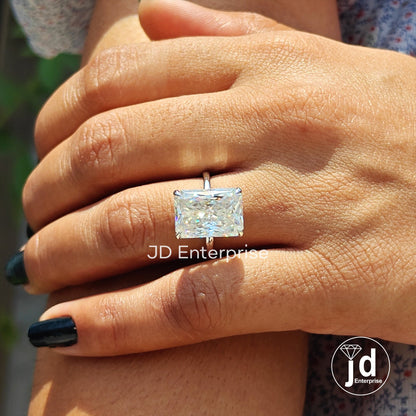 Large Radiant Cut Moissanite Engagement Ring, 7.50 CT Solitaire Wedding Ring, Best Quality Moissanite Ring for Women, Anniversary Gifts Ring