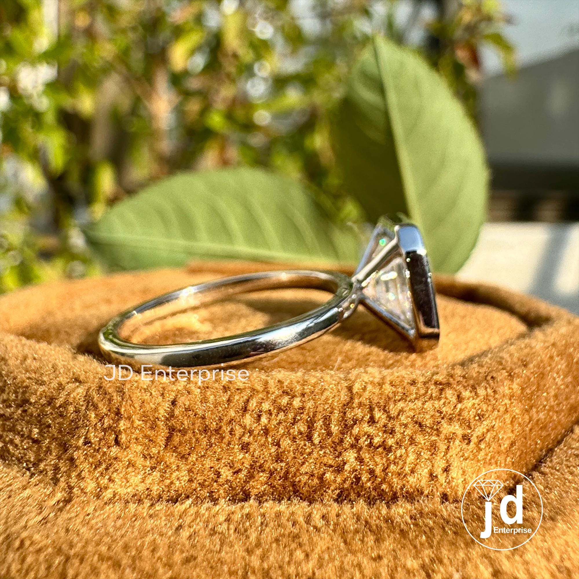 2.00CT Asscher Cut Bezel Set Solitaire Moissanite Engagement Ring, White/Yellow/Rose Gold Moissanite Wedding Ring, Promise Ring, Proposal