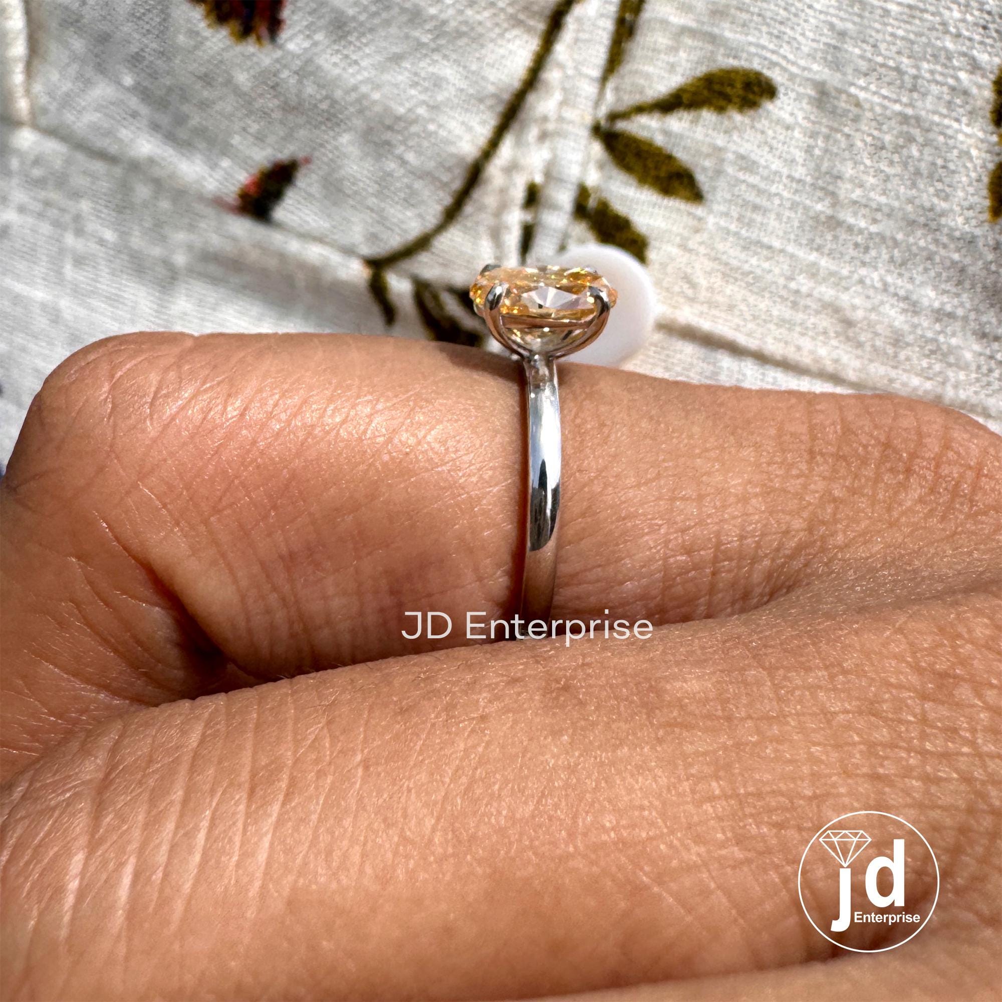 Oval Engagement Ring, Moissanite Wedding Ring for Women, 1 CT Champagne Oval Moissanite Solitaire Ring, Anniversary Gift Ring, Propose Ring