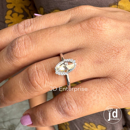 Stunning 1.00 CT Marquise Rose Cut Moissanite Engagement Ring, Half Halo Wedding Ring, Milgrain Ring, Anniversary Ring, Promise Ring