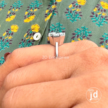 5.0CT Portuguese Cut Bluegreen Moissanite Engagement Ring, Solitaire Moissanite Ring, Milgrain Set Anniversary Ring Eight Prong Wedding Ring