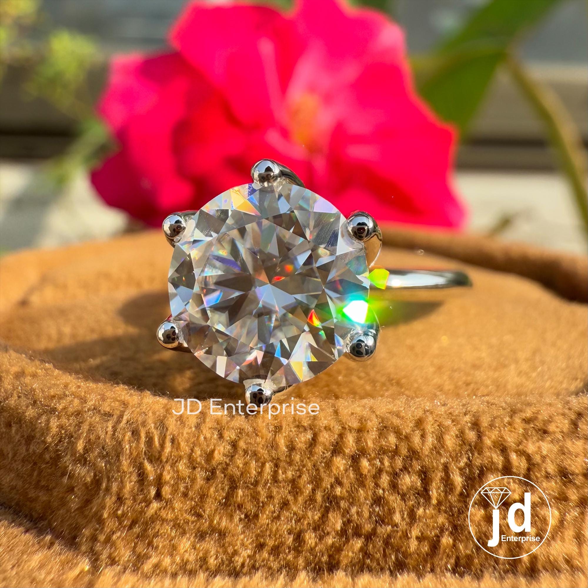 High Profile Setting, 2.50 CT Colorless Round Moissanite Engagement Ring, Solitaire Wedding Ring, Anniversary Ring for Women, 6 Claw Prongs