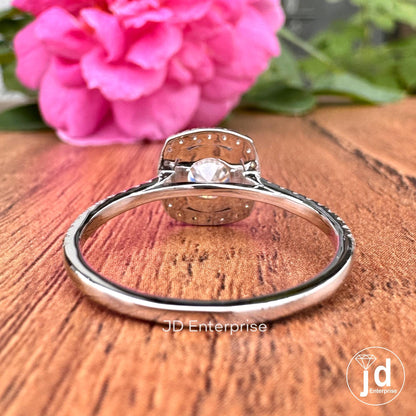 1.00CT Round Brilliant Cut Moissanite Colorless Engagement Ring, Pave Set Halo Wedding Ring, Anniversary Gift Ring, 10k/14k/18k/ Bridal Ring