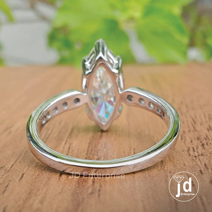 2.83 TCW Colorless Marquise Cut Moissanite Engagement Ring, Wedding Ring for Her, Anniversary Gift Ring, Six Prong Basket Set, Bridal Ring