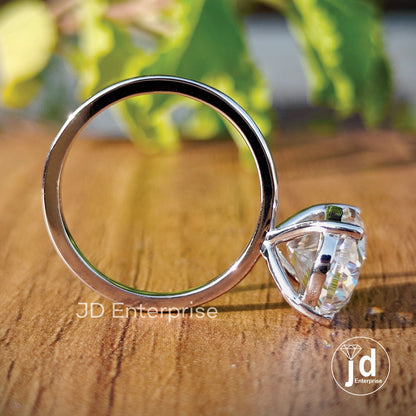 Solitaire Oval Moissanite Ring, 5.0 CT Colorless Oval Cut Engagement Ring, Oval Wedding Ring, Bridal Ring, Anniversary Gift, Solid Gold Ring