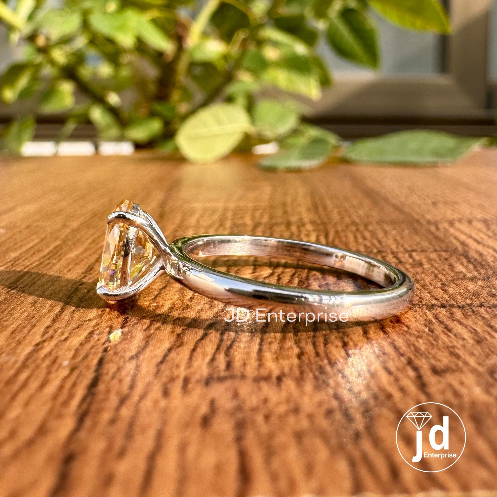Oval Engagement Ring, Moissanite Wedding Ring for Women, 1 CT Champagne Oval Moissanite Solitaire Ring, Anniversary Gift Ring, Propose Ring