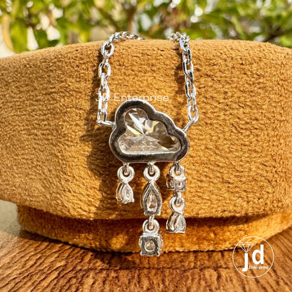 2.00 TCW Colorless Cloud Cut Moissanite Wedding Pendant Necklace, Rain Cloud Necklace, Bezel Set Bridal Necklace, Anniversary Gift
