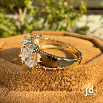 Radiant Cut Five Stone Ring, Moissanite Wedding Band, Unique Half Eternity Stacking Band, Thick Bands, Anniversary Gifts Ring for Women