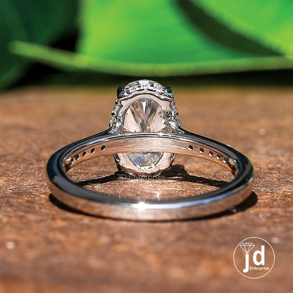 1.50 CT Oval Cut Moissanite Engagement Ring, Hidden Halo Pave Wedding Ring, Claw Prongs, Accent Ring, Anniversary Gift Ring, Bridal Ring