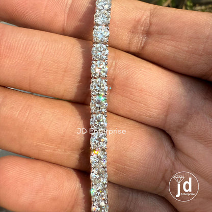 4.50 MM Round Moissanite Tennis Bracelet, Gold Engagement Bracelet, Box Lock, Bridal Set Bracelet, Anniversary Gift Bracelet for Women