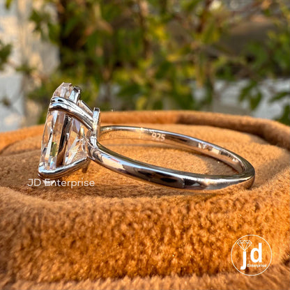 Solitaire Moissanite Wedding Ring, 2.0 CT Old Mine Moval Engagement Ring, Colorless Moissanite Bridal Ring, Double Claw Prong, Proposal Ring