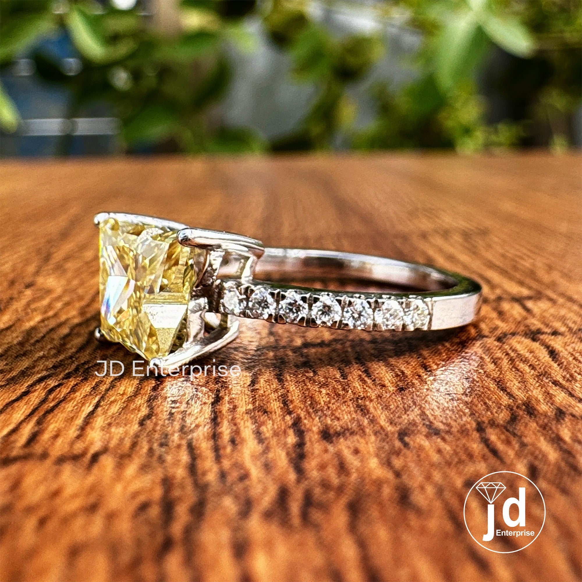Butterfly Cut 2.00 CT Canary Yellow Moissanite Engagement Ring, Antique Cut Pave Wedding Ring, Anniversary Ring, Bridal Ring, Promise Ring
