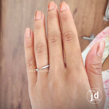 Colorless Open Gap Unique Engagement Claw Band, Wedding Matching Stacking Band for Women, Spacer Half Eternity Band, Cuff Engagement Band