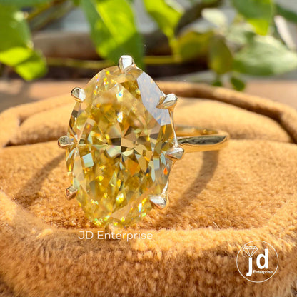 Oval Engagement Ring, 6.50 CT Canary Yellow Moissanite Diamond Wedding Ring for Women, Oval Solitaire Propose Ring, Anniversary Gifts Ring