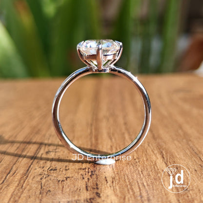 3.00CT Colorless Old Mine Cushion Cut Moissanite Engagement Ring, Proposal Ring, Vintage Style Solitaire Wedding Ring White Gold Bridal Ring