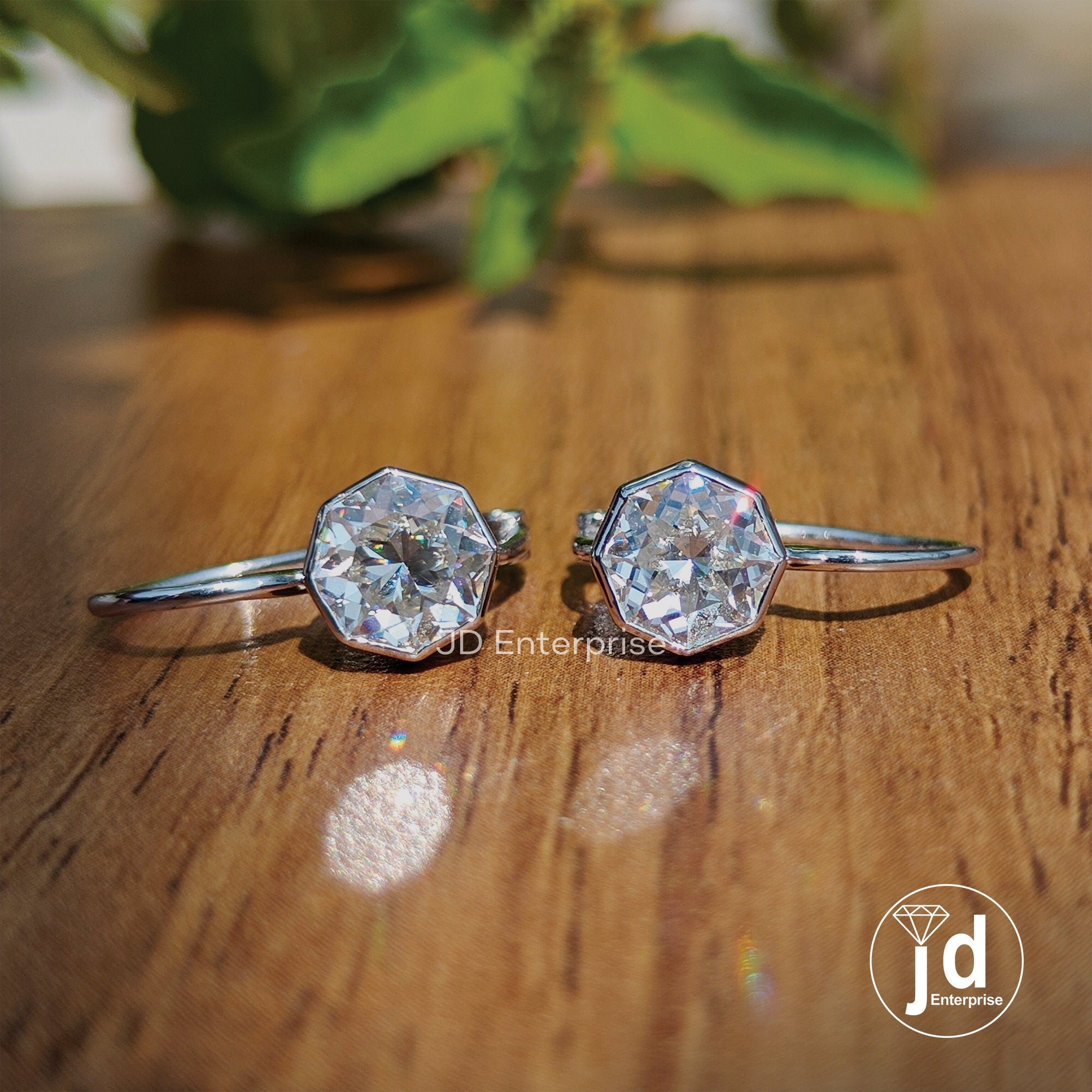 3.00 TCW Octagon Cut Moissanite Dangle Earrings, Bezel Set Bridesmaid Earrings, Wedding Earrings for Women, Leaver Back, Anniversary Gift