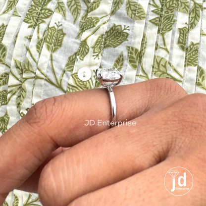 3.00 CT Cushion Cut Moissanite Engagement Ring, 10k/14k/18k Gold Solitaire Ring, Clow Prong Wedding Ring, 9x8mm Cushion Cut Anniversary Ring