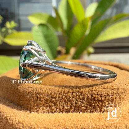7.65CT Portuguese Cut Green Moissanite Engagement Ring, Solitaire Ring, Wedding Ring for Women, Tulip Basket Setting, Anniversary Gifts Ring