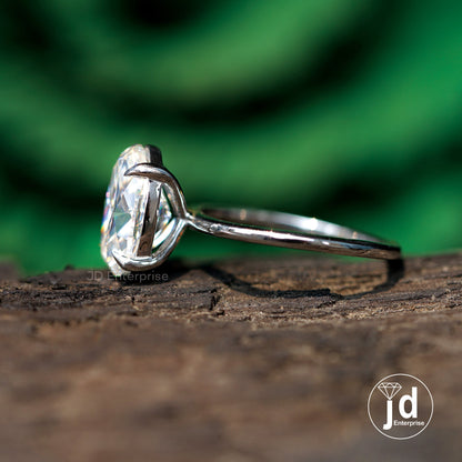 Oval Cut Moissanite Engagement Ring, Oval Solitaire Moissanite Ring, White Gold Ring, Anniversary Gift Ring, Bridal Ring, Daily Wear Ring