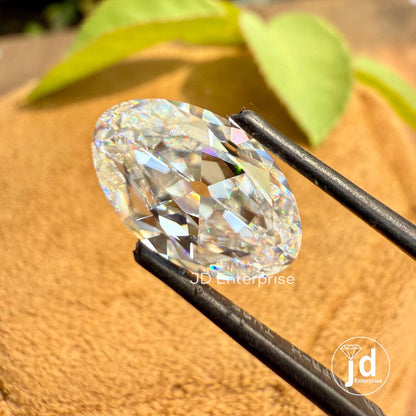3.40 CT Colorless Old Mine Moval Cut Loose Moissanite for Vintage Jewelry, VVS Clarity Solitaire Moissanite for Engagement or Wedding Ring