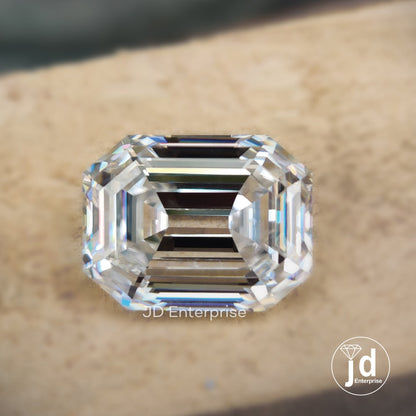 12.30 CT Colorless Emerald Old Mine Cut Loose Moissanite for Engagement Ring, Wedding Ring or Pendant, Excellent Cut Handcrafted Moissanite