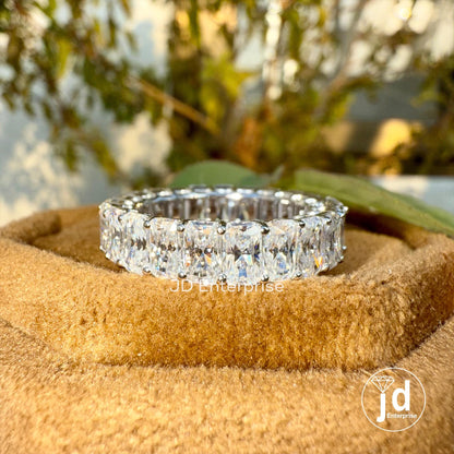 Radiant Cut Moissanite Full Eternity Band, Wedding Band, Moissanite Eternity Band for Women, Gold Promise Band, Matching Band, Bridal Set