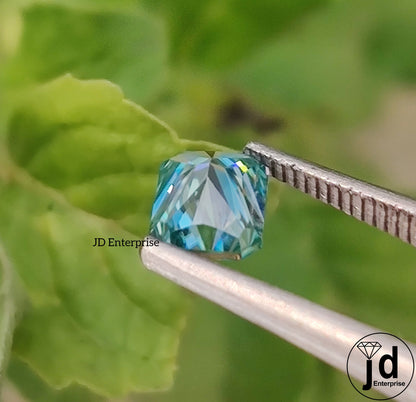 2.00CT Royal Blue Radiant Cut Loose Moissanite For Engagement Ring/ Antique Radiant Cut/ Vintage For Ring/ Aqua Blue Moissanite For Gift