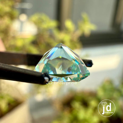 Vintage 3.00 CT Radiant Cut Cyan Blue Loose Moissanite for Engagement Ring, Wedding Ring, Unique Color Moissanite for Diamond Alternative