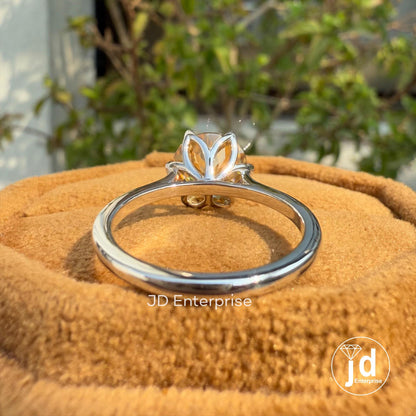 2.50 CT Antique Portuguese Cut Champagne Moissanite Engagement Ring, Solitaire Wedding Ring, Six Claw Prongs, Anniversary Ring, Promise Ring