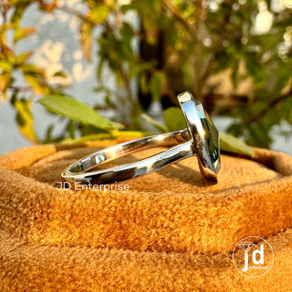 4.00 CT Cushion Rose Cut Bluegreen Moissanite Engagement Ring, Bezel Set Solitaire Ring, Bridal Ring, Vintage Wedding Ring, Anniversary Ring
