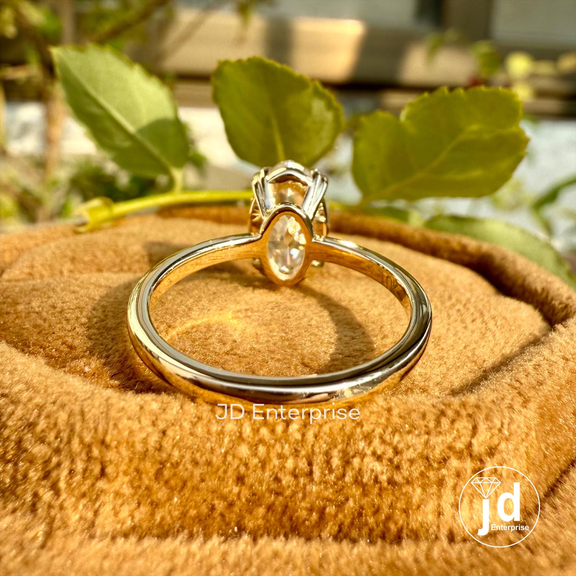 2.00 CT Moval Old Mine Cut Moissanite Ring, Vintage Engagement Ring, Solitaire Wedding Ring, Double Claw Prongs, Anniversary Ring for Women
