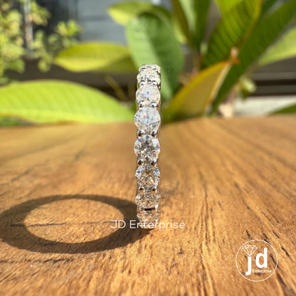 Round Moissanite Band, 2.80 MM Round Cut Colorless Moissanite Full Eternity Wedding Band, Stacking Band, Matching Band, Anniversary Gifts