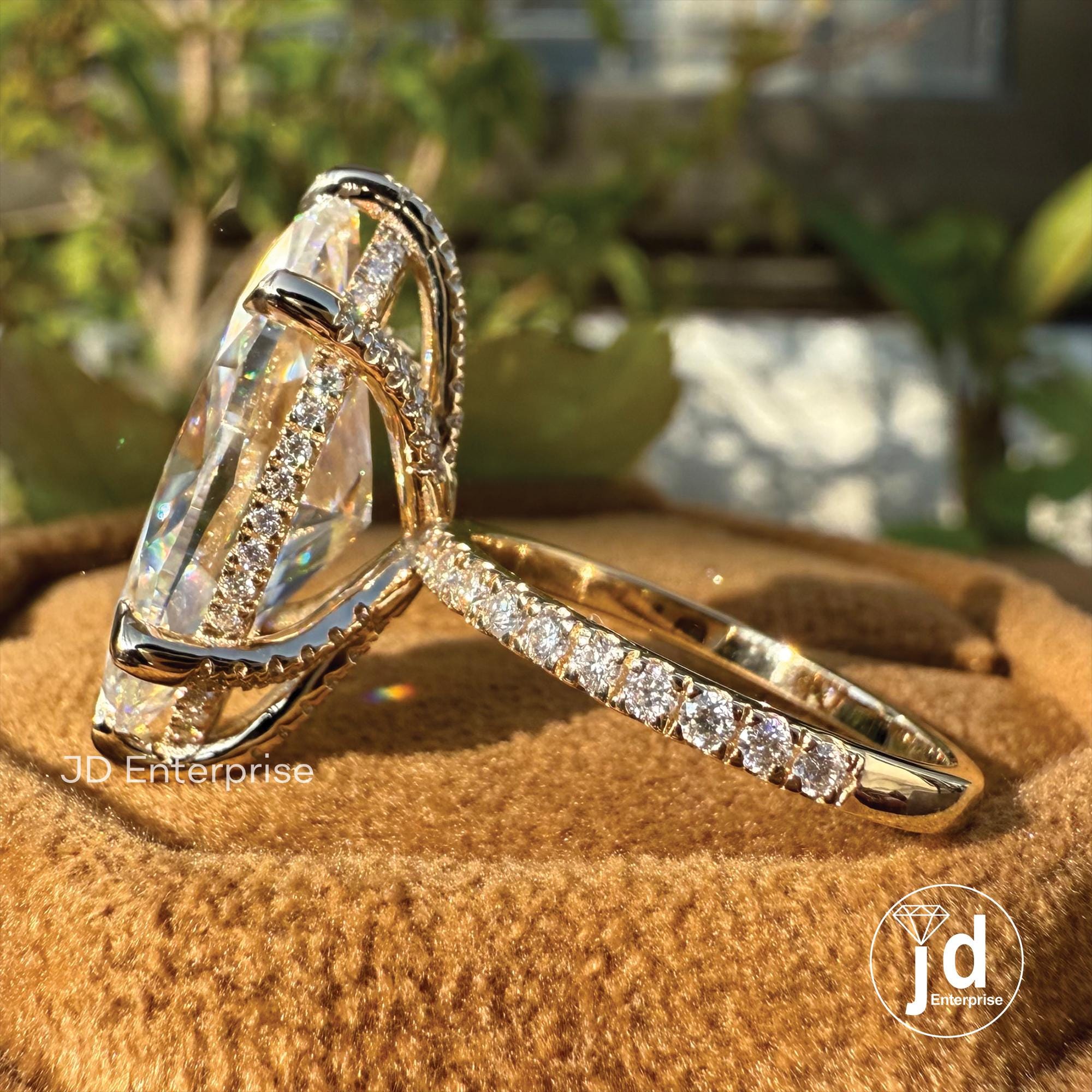 7.94 CT Large Marquise Moissanite Engagement Ring, Big Marquise Solitaire, Celebrity Style Marquise Ring, Chunky Hidden Halo Wedding Ring