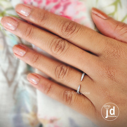 Colorless Open Gap Unique Engagement Claw Band, Wedding Matching Stacking Band for Women, Spacer Half Eternity Band, Cuff Engagement Band
