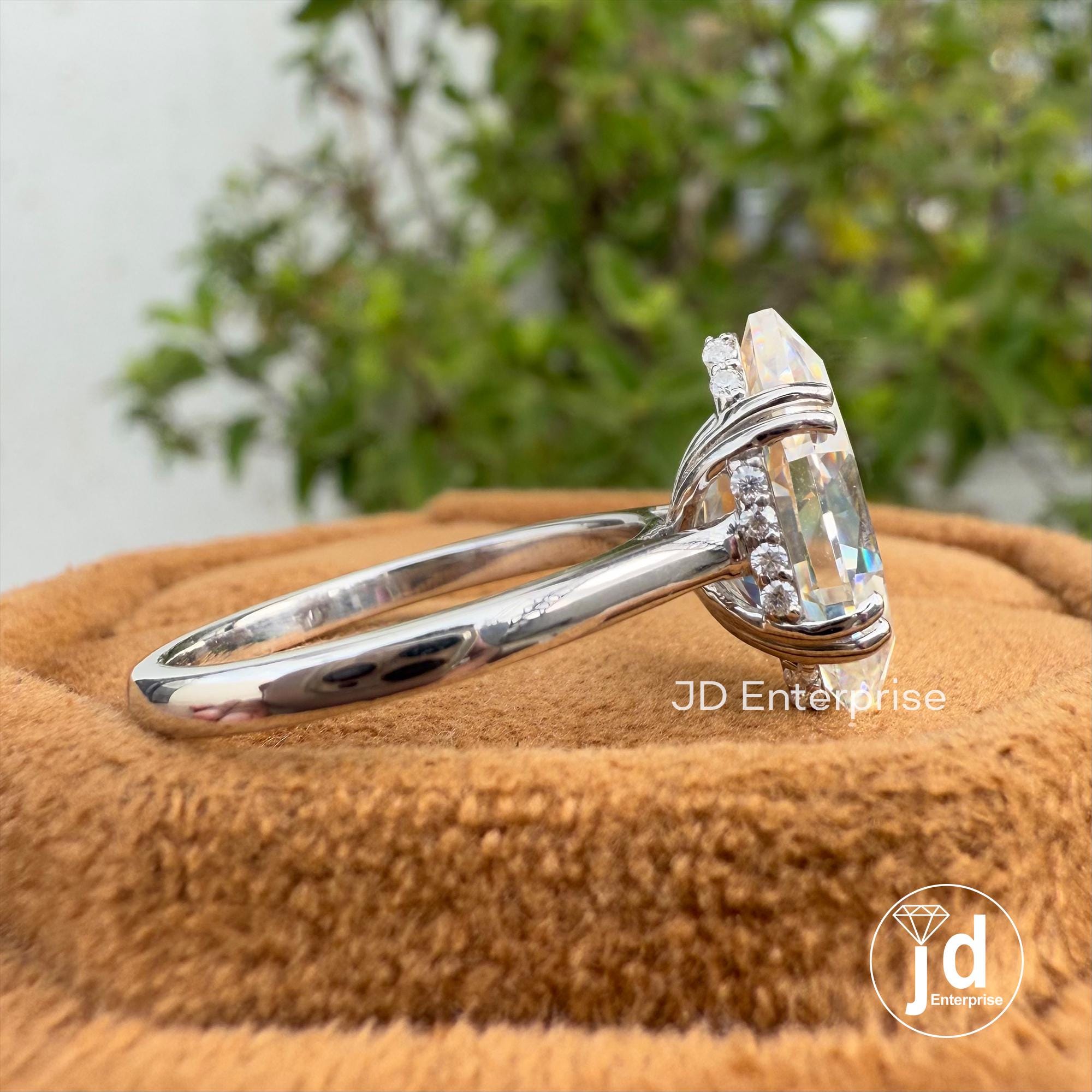 Dutch Marquise Moissanite Engagement Ring, Hidden Halo Wedding Ring, Solitaire Handmade Ring, Bridal Ring, Anniversary Gifts, Proposal Ring