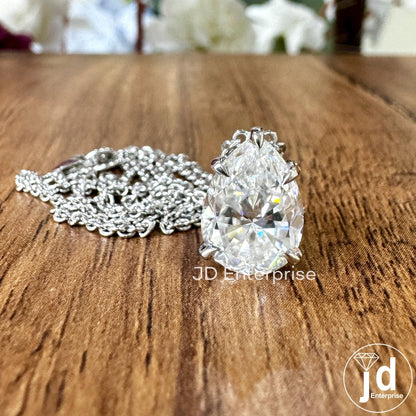 Colorless 4.00 CT Pear Shape Moissanite Pendant for Women, Tear Drop Moissanite Pendant, Anniversary Gift for Her, Bridal Wedding Pendant