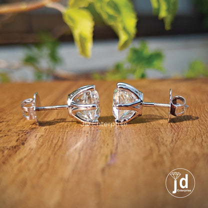 6.00 TW Round Old European Cut Colorless Moissanite Stud Earrings, Six Prong Wedding Earrings, Engagement Gifts Earrings, Screw Back, Bridal